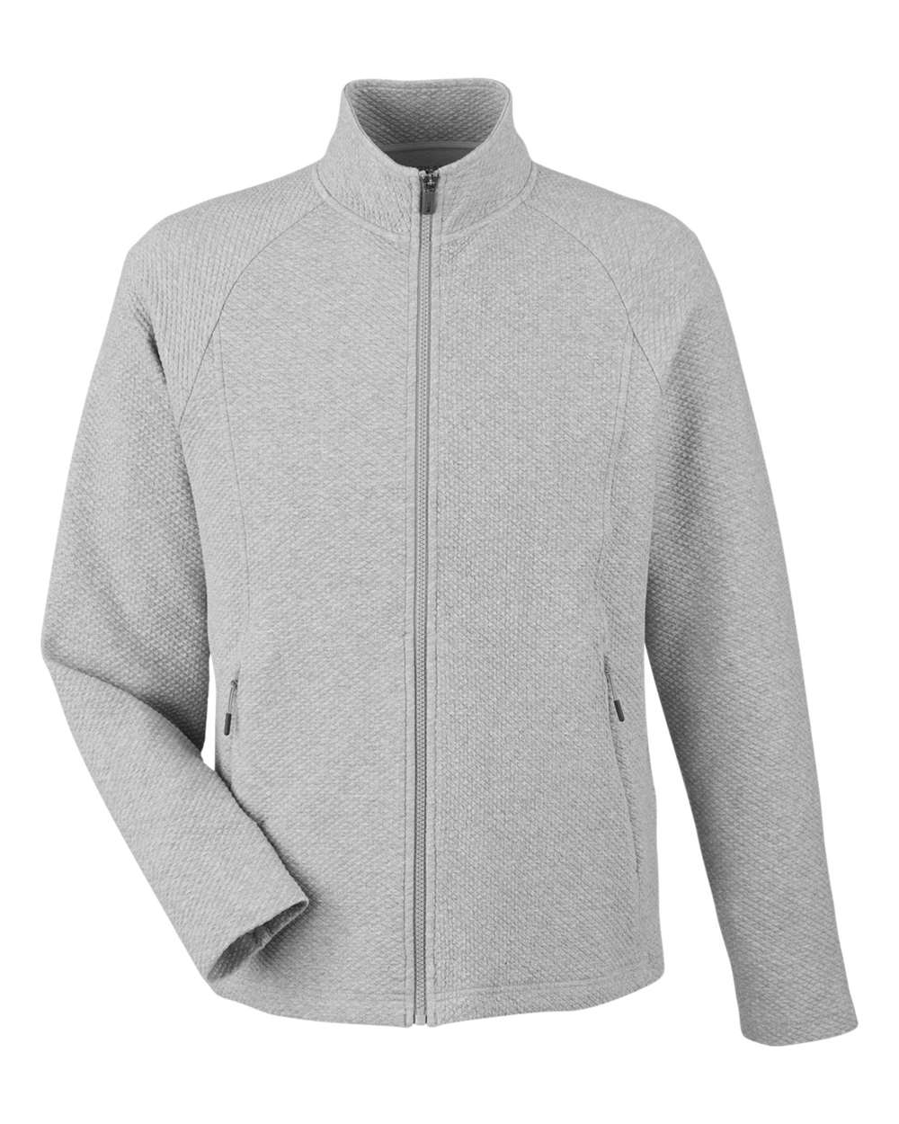 North End Men's Spirit Textured Full-Zip - NE727 Platinum Heather