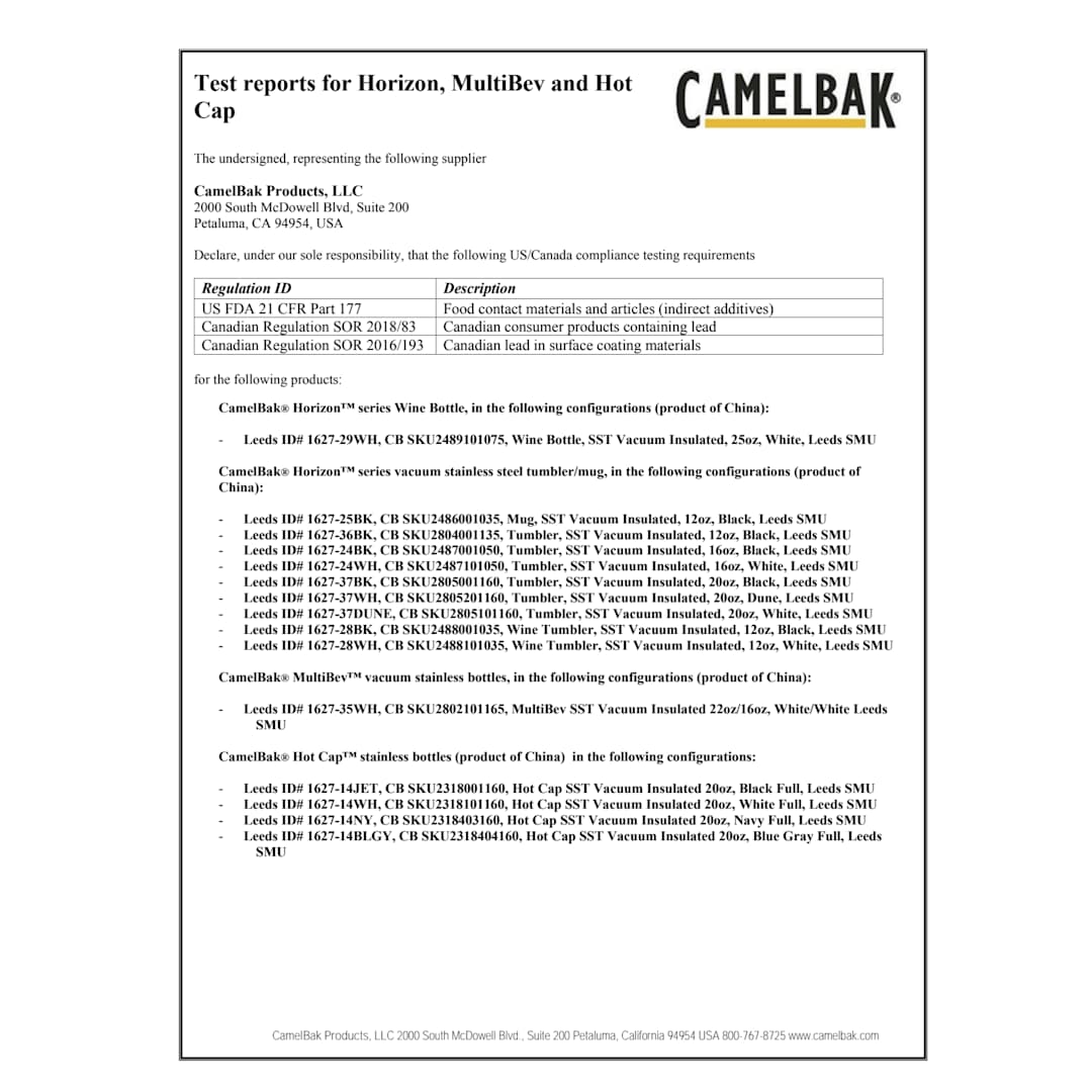 CamelBak CamelBak Wine Bottle 25oz - 1627-29 White