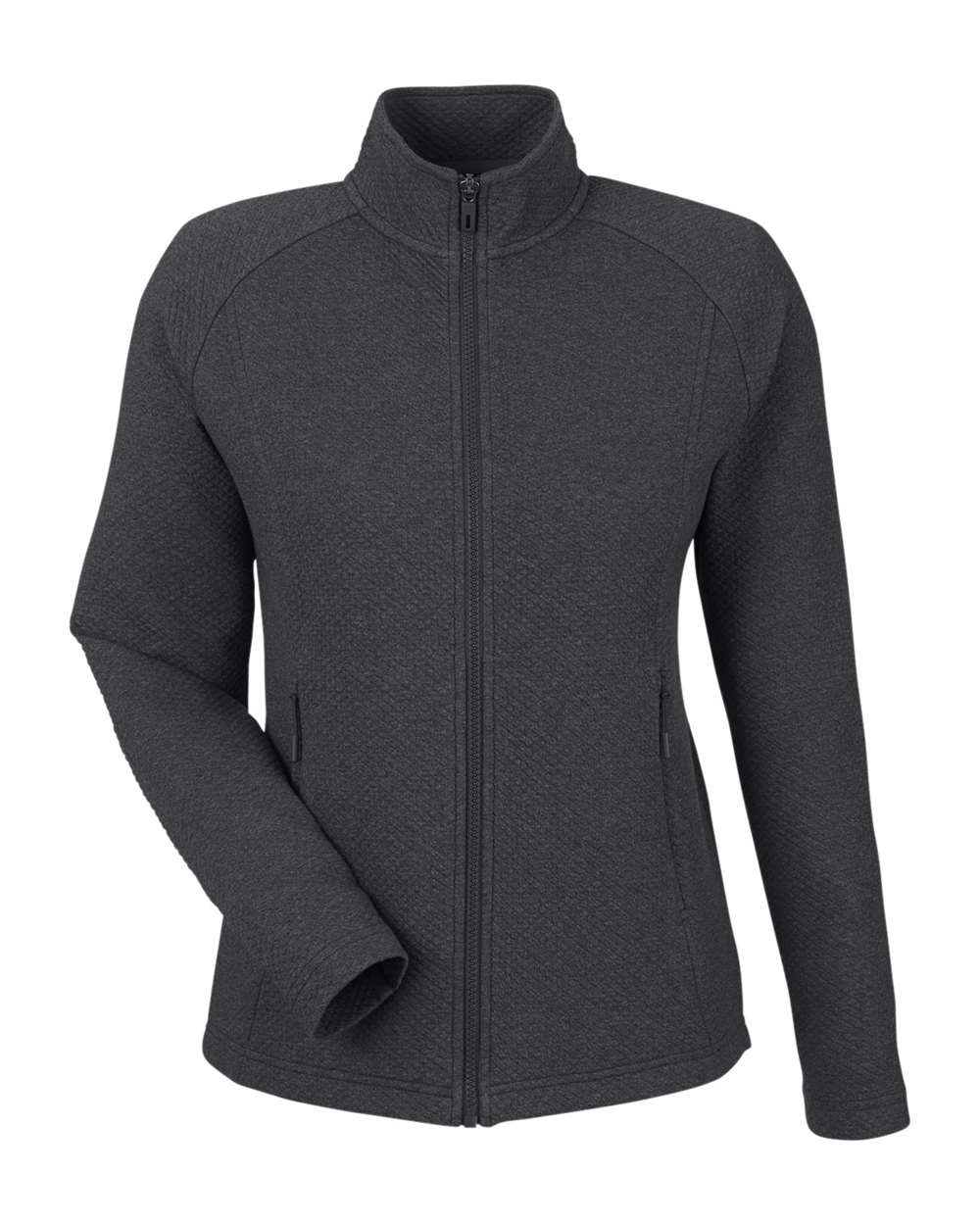 North End Women's Spirit Textured Full-Zip - NE727W Black Heather