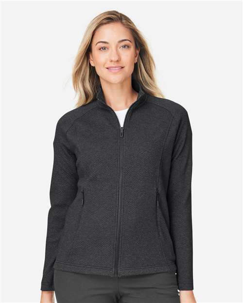 North End Women's Spirit Textured Full-Zip - NE727W Black Heather
