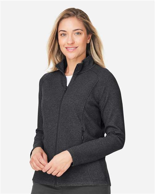 North End Women's Spirit Textured Full-Zip - NE727W Black Heather