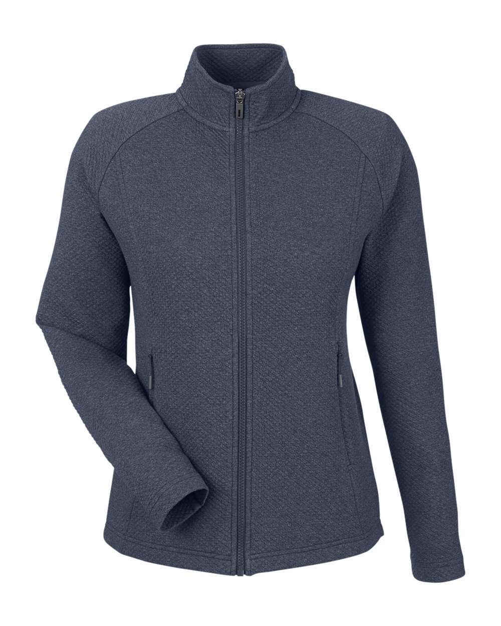 North End Women's Spirit Textured Full-Zip - NE727W Classic Navy Heather