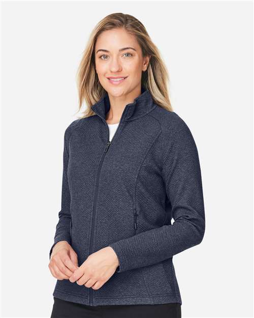 North End Women's Spirit Textured Full-Zip - NE727W Classic Navy Heather