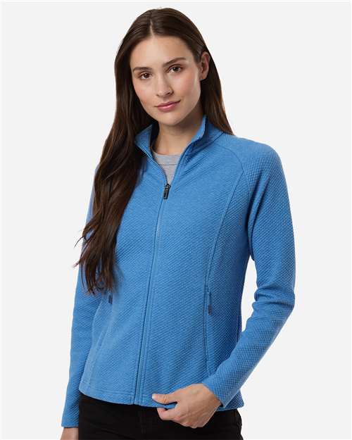 North End Women's Spirit Textured Full-Zip - NE727W Light Nautical Blue Heather