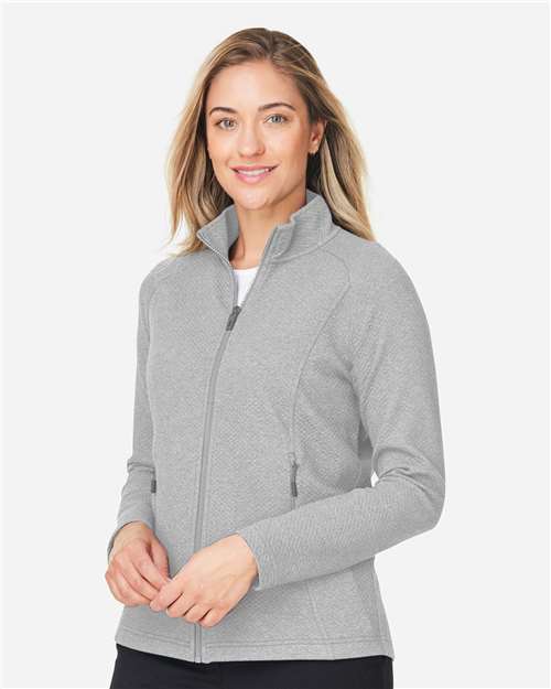 North End Women's Spirit Textured Full-Zip - NE727W Platinum Heather
