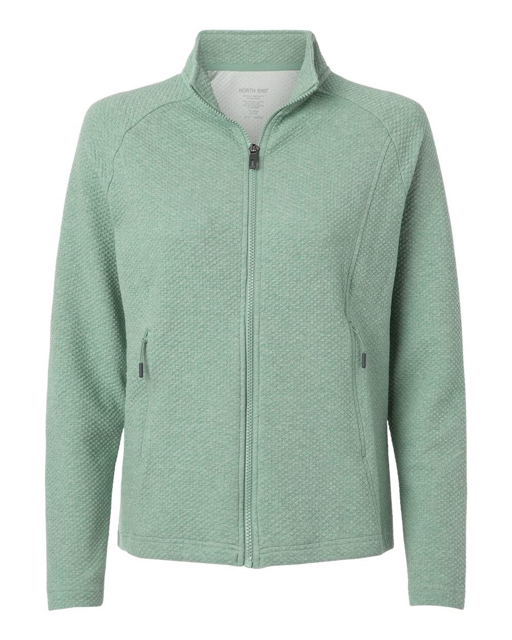 North End Women's Spirit Textured Full-Zip - NE727W Sage Green Heather