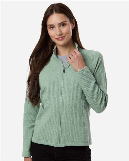 North End Women's Spirit Textured Full-Zip - NE727W Sage Green Heather