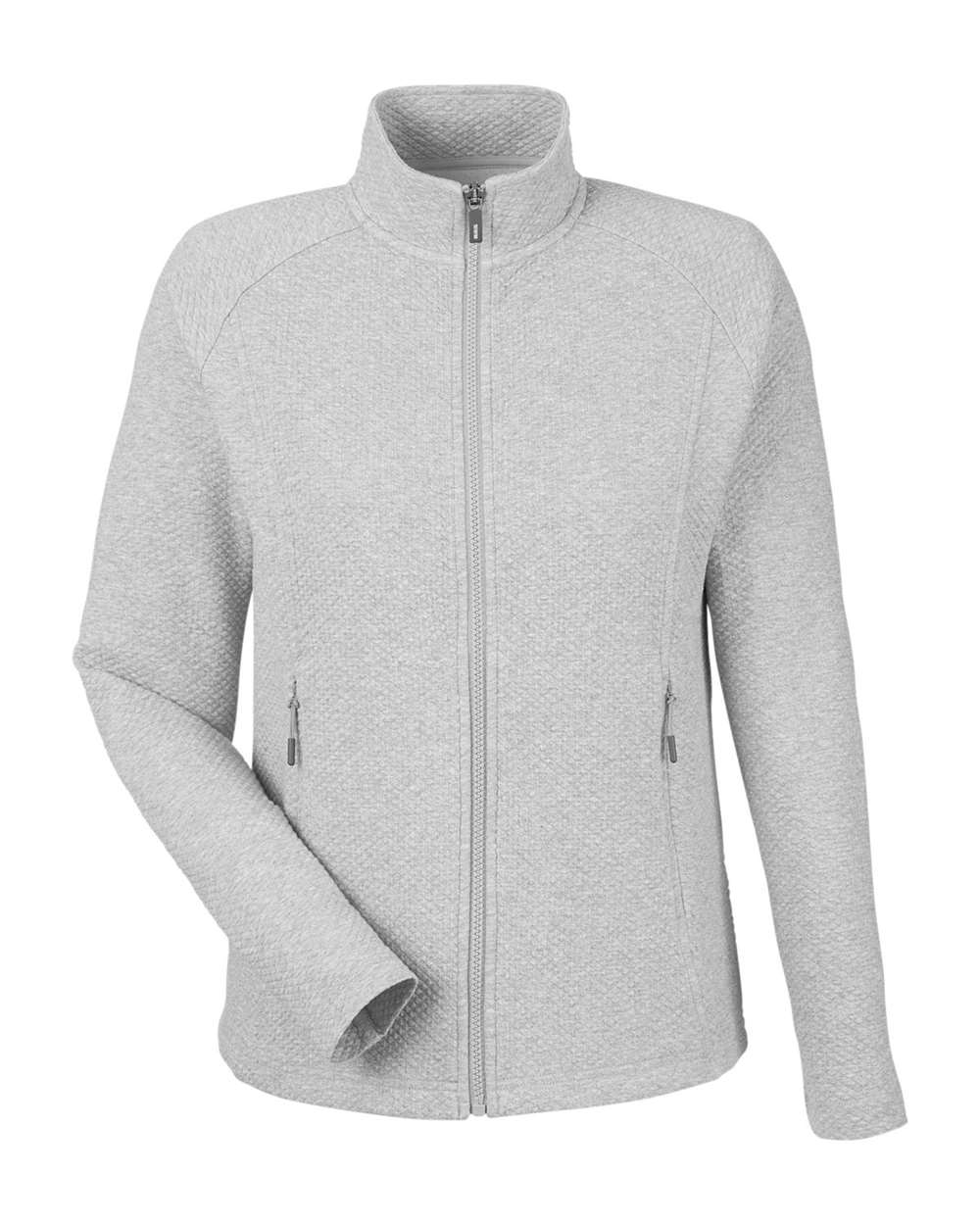 North End Women's Spirit Textured Full-Zip - NE727W Platinum Heather