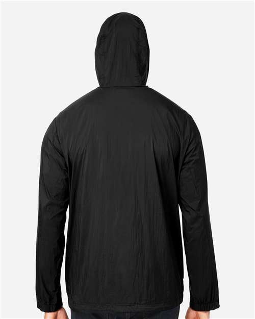 North End Men's Aura Lightweight Packable Anorak - NE810 Black- Carbon