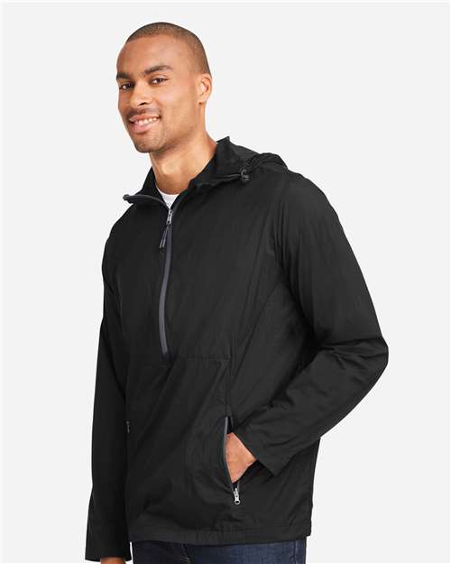 North End Men's Aura Lightweight Packable Anorak - NE810 Black- Carbon