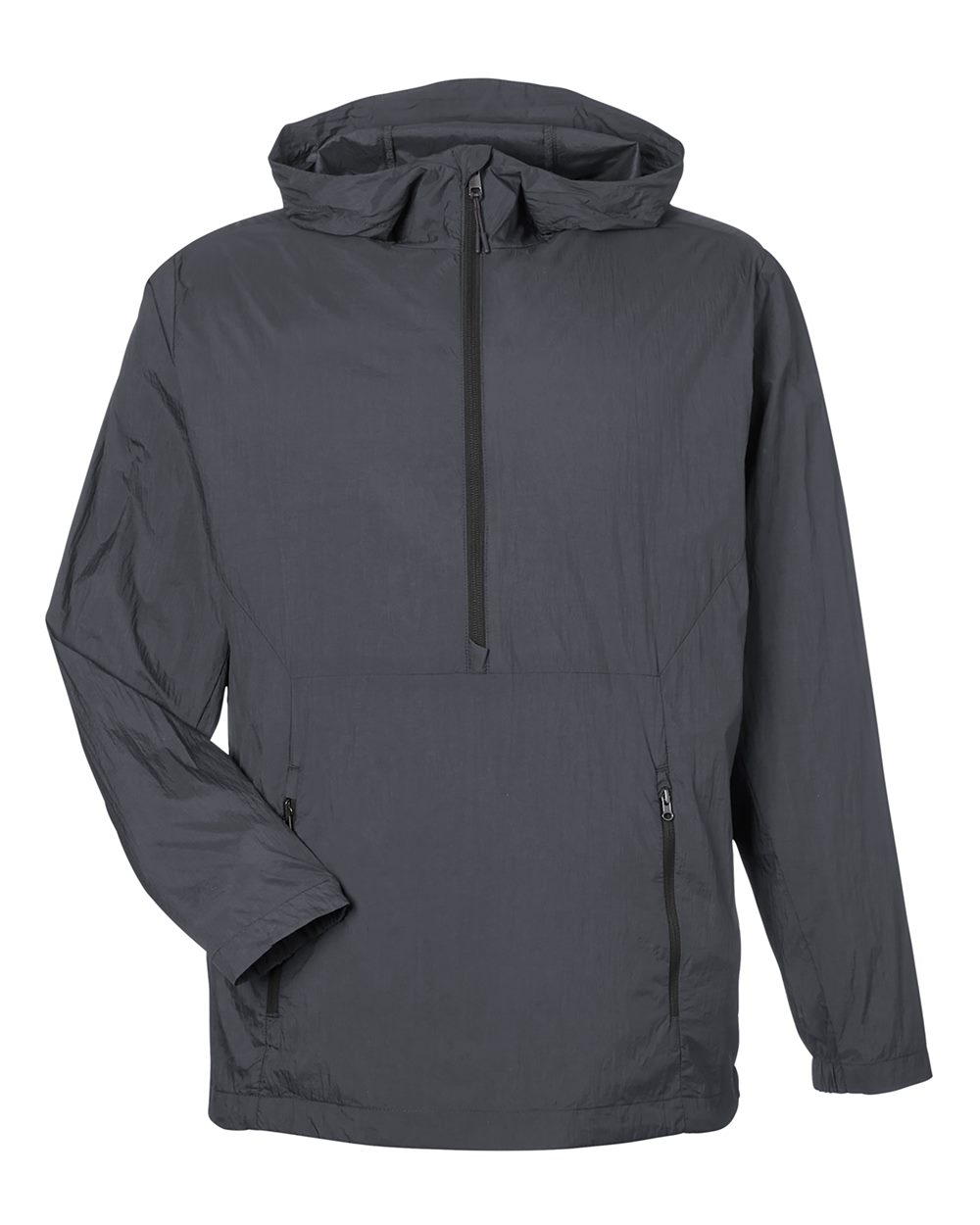 North End Men's Aura Lightweight Packable Anorak - NE810 Carbon- Black