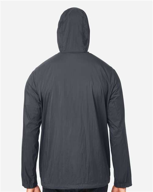 North End Men's Aura Lightweight Packable Anorak - NE810 Carbon- Black