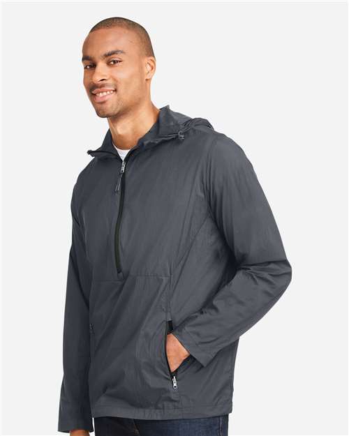 North End Men's Aura Lightweight Packable Anorak - NE810 Carbon- Black
