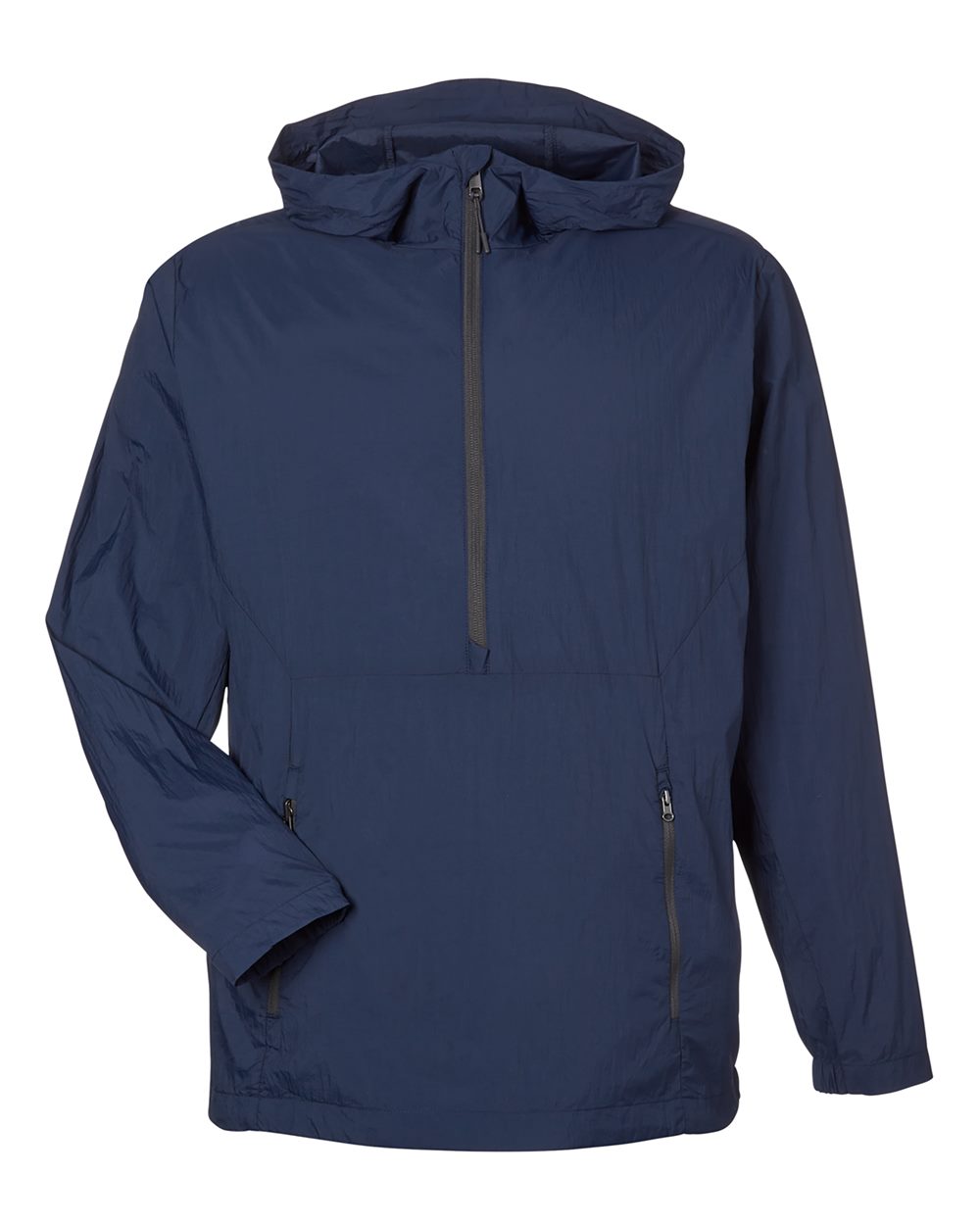 North End Men's Aura Lightweight Packable Anorak - NE810 Classic Navy- Carbon