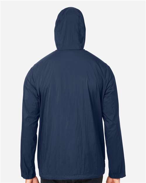 North End Men's Aura Lightweight Packable Anorak - NE810 Classic Navy- Carbon