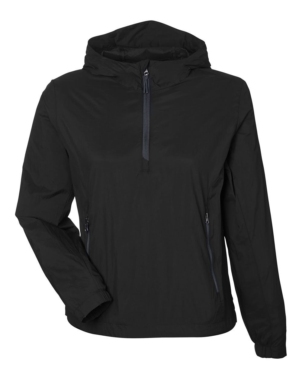 North End Women's Aura Lightweight Packable Anorak - NE810W Black- Carbon