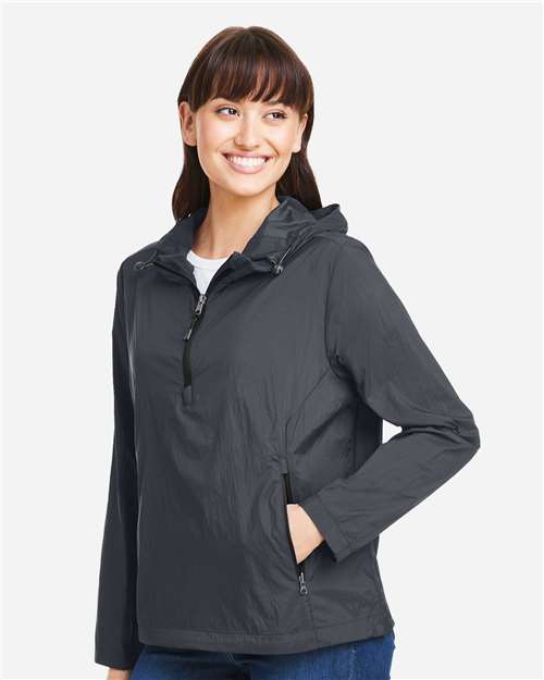 North End Women's Aura Lightweight Packable Anorak - NE810W Carbon- Black