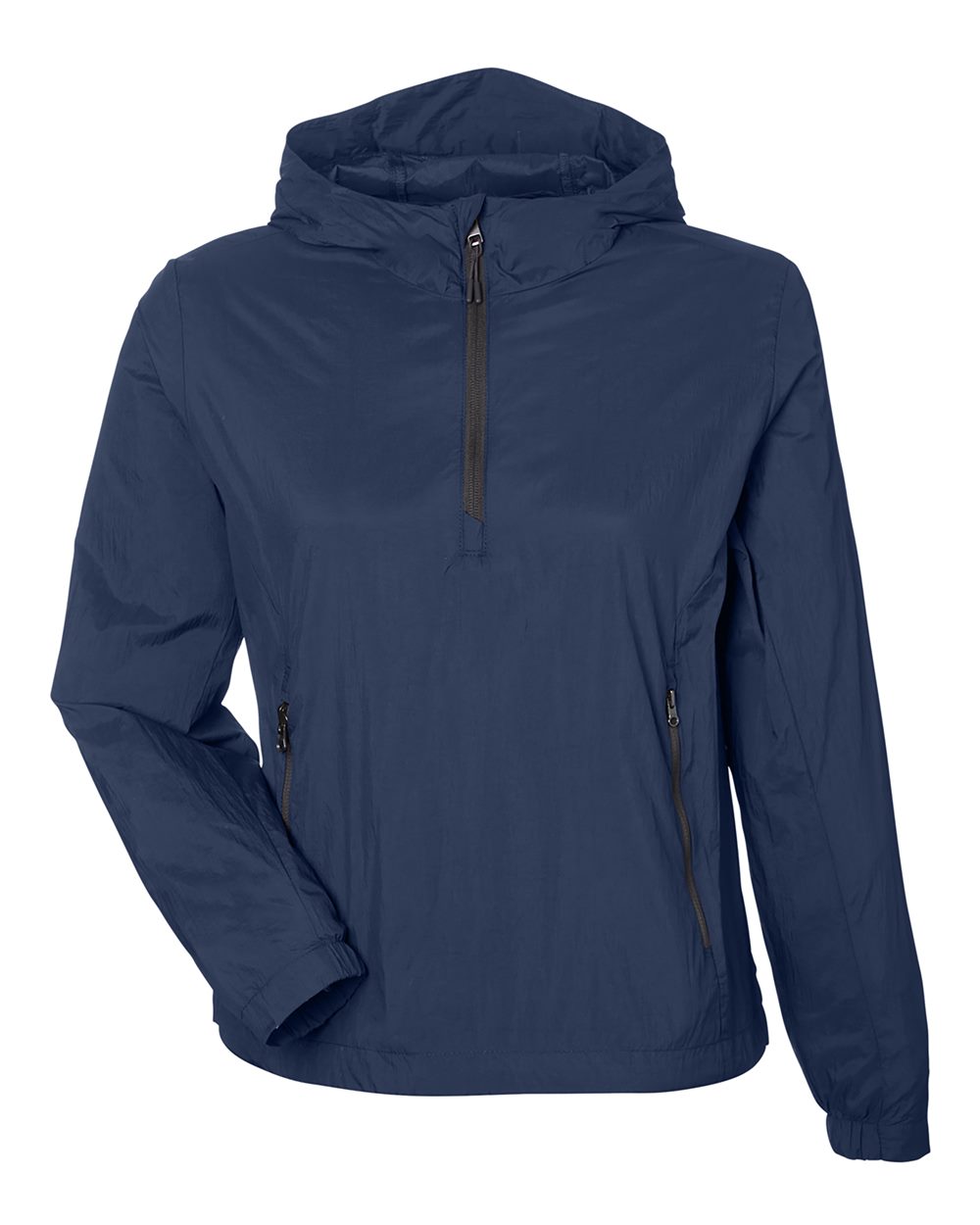 North End Women's Aura Lightweight Packable Anorak - NE810W Classic Navy- Carbon