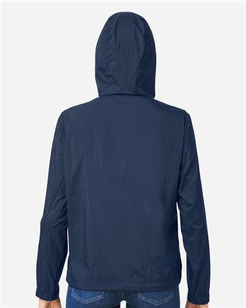 North End Women's Aura Lightweight Packable Anorak - NE810W Classic Navy- Carbon