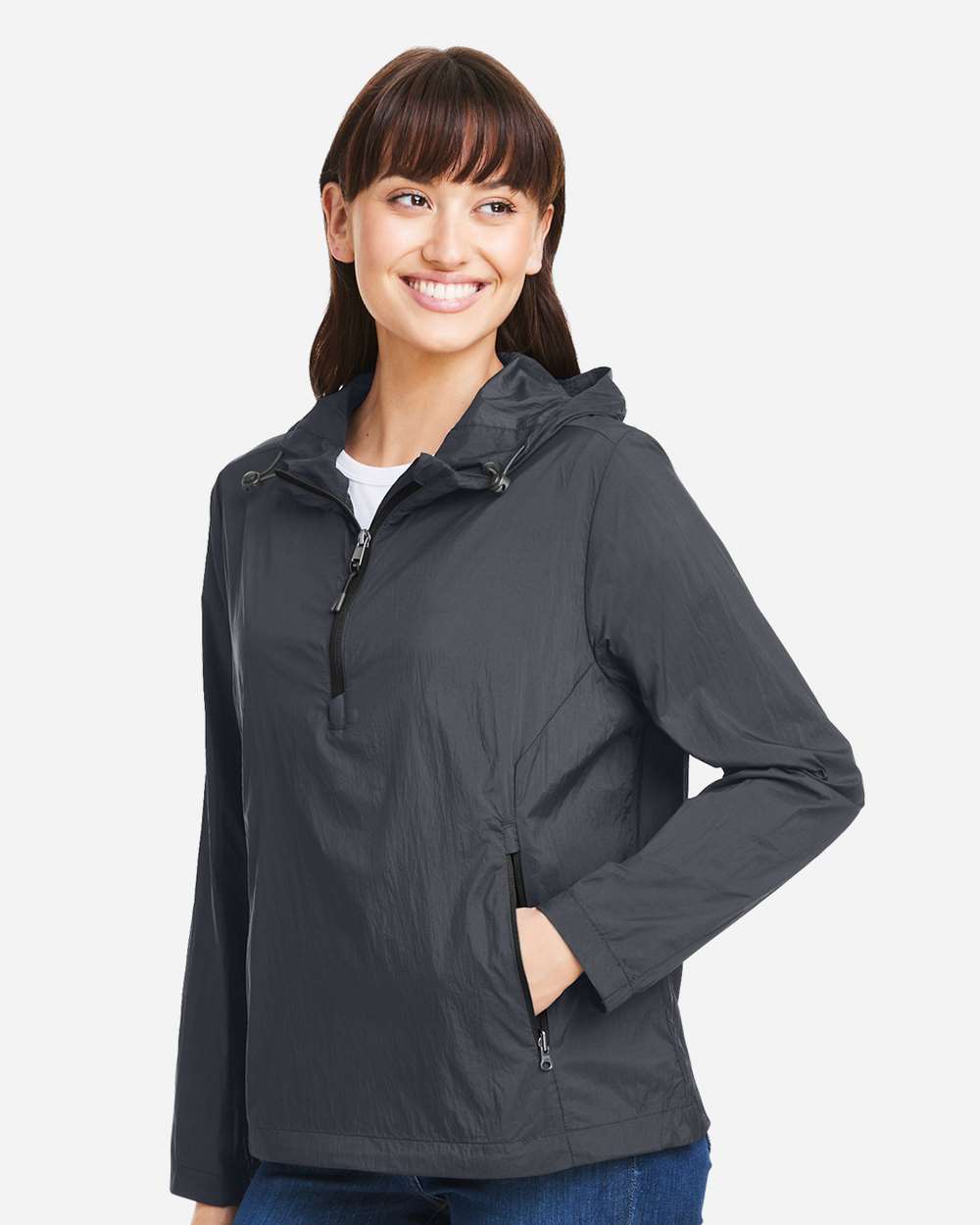 North End Women's Aura Lightweight Packable Anorak - NE810W Carbon- Black