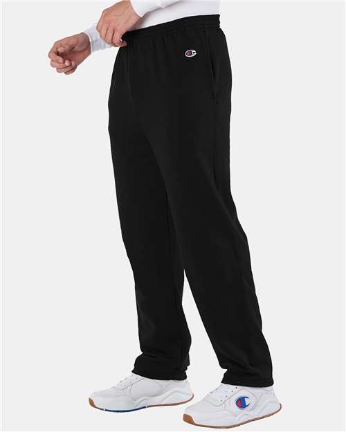 Champion Unisex Powerblend® Open-Bottom Sweatpants with Pockets - P800 Black