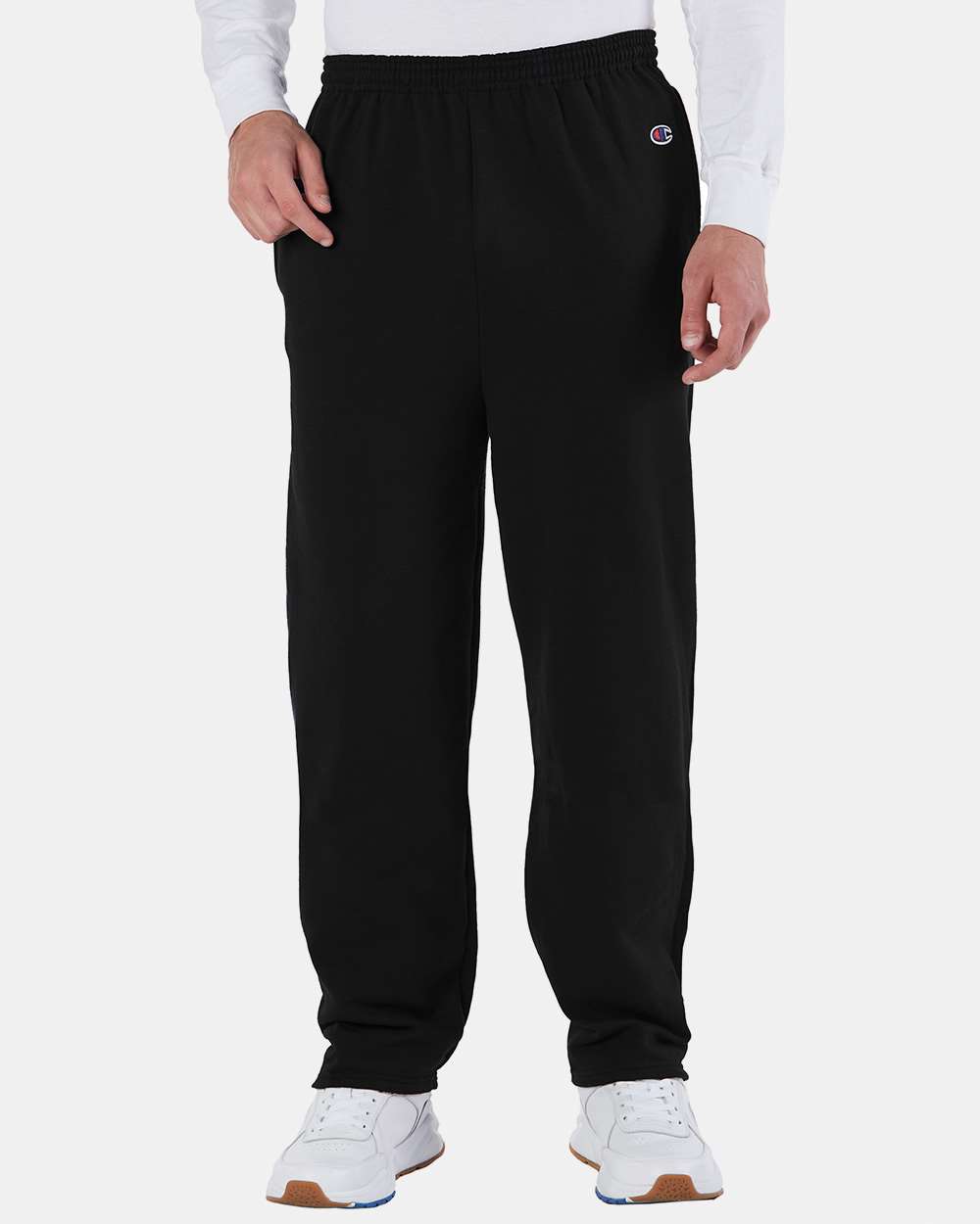 Champion Unisex Powerblend® Open-Bottom Sweatpants with Pockets - P800 Black