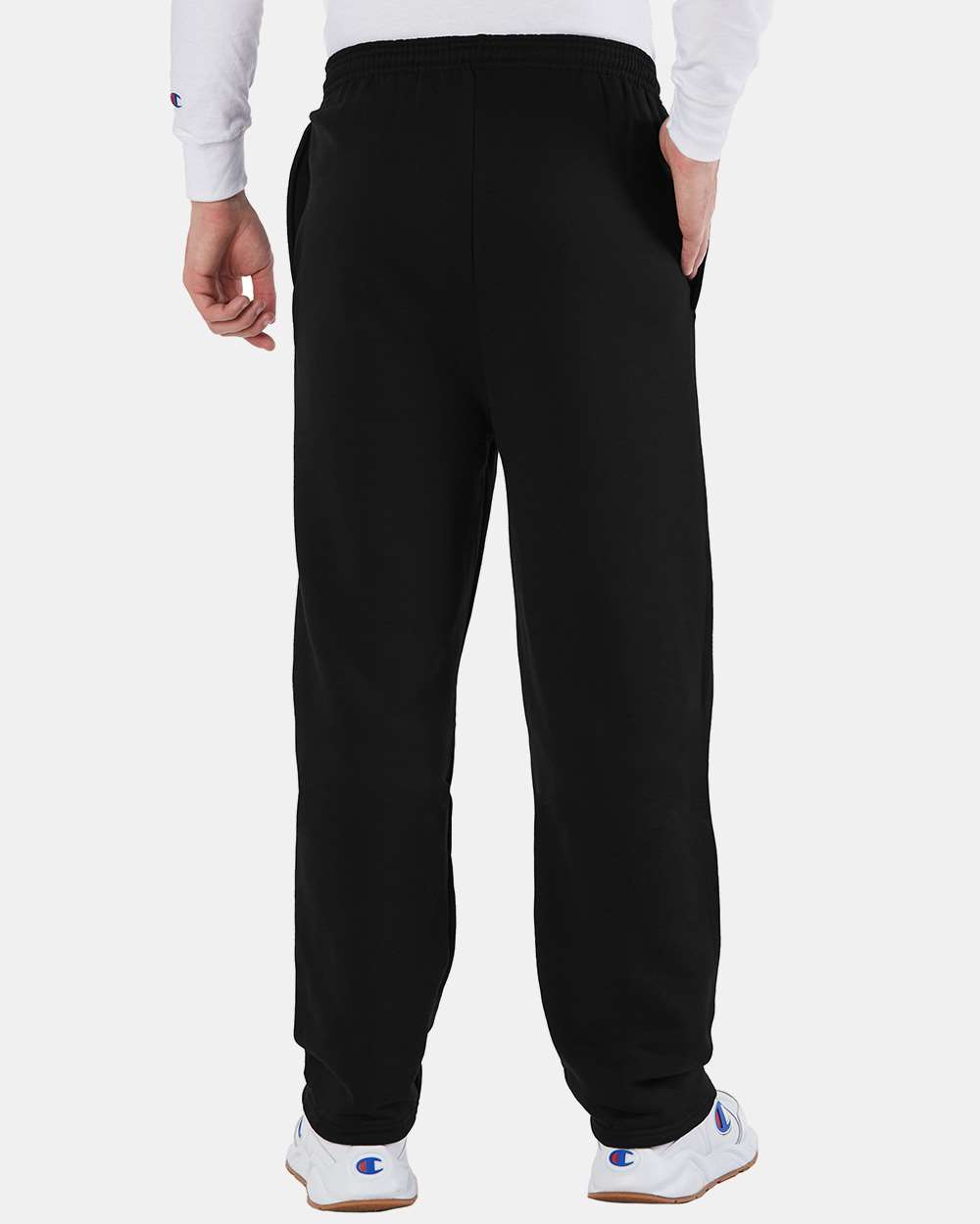 Champion Unisex Powerblend® Open-Bottom Sweatpants with Pockets - P800 Black