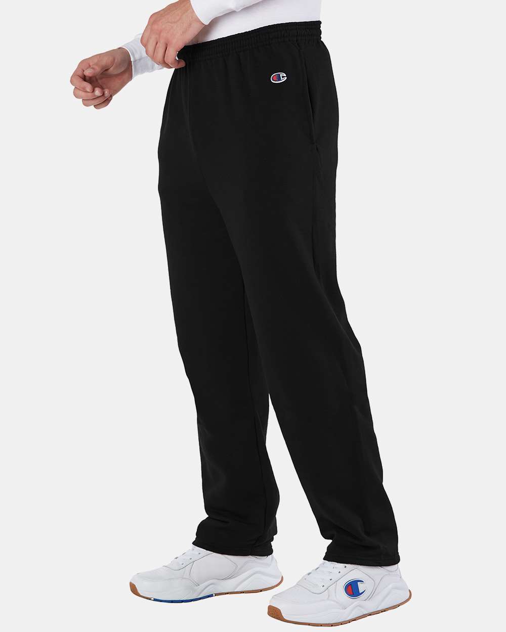 Champion Unisex Powerblend® Open-Bottom Sweatpants with Pockets - P800 Black