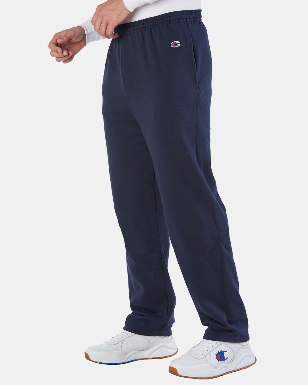 Champion Unisex Powerblend® Open-Bottom Sweatpants with Pockets - P800 Navy