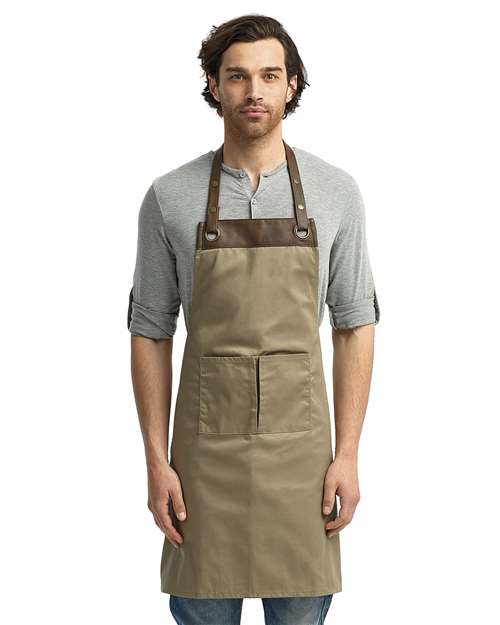 Artisan Collection by Reprime Espresso Bib Apron - RP123 Khaki- Brown