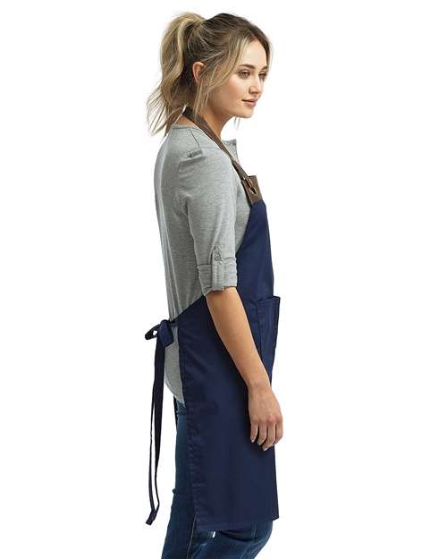 Artisan Collection by Reprime Espresso Bib Apron - RP123 Navy- Brown