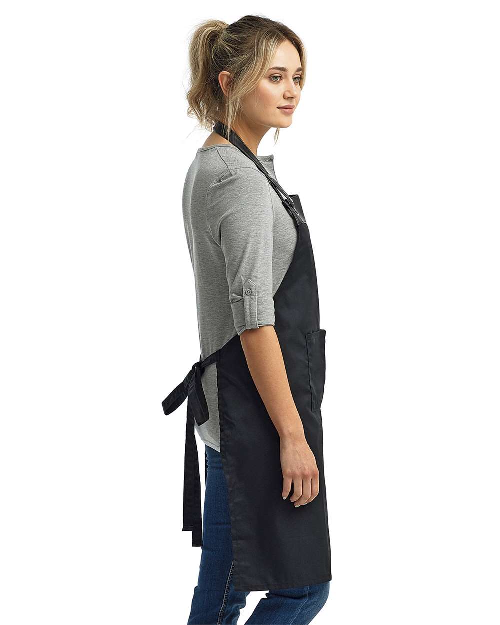 Artisan Collection by Reprime Espresso Bib Apron - RP123 Black- Black