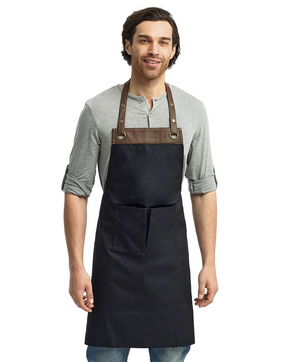 Artisan Collection by Reprime Espresso Bib Apron - RP123 Black- Brown