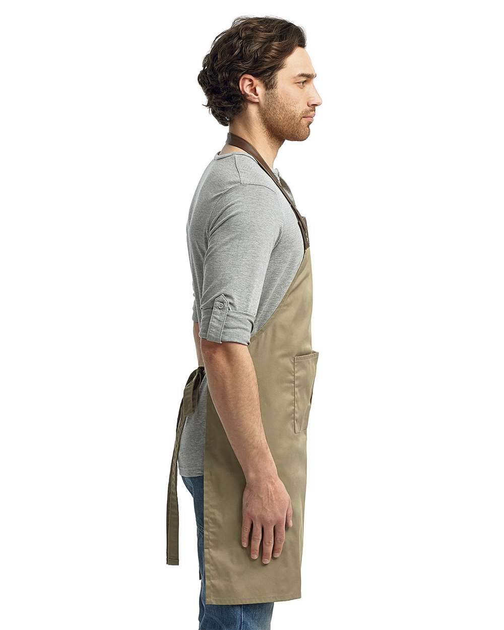 Artisan Collection by Reprime Espresso Bib Apron - RP123 Khaki- Brown