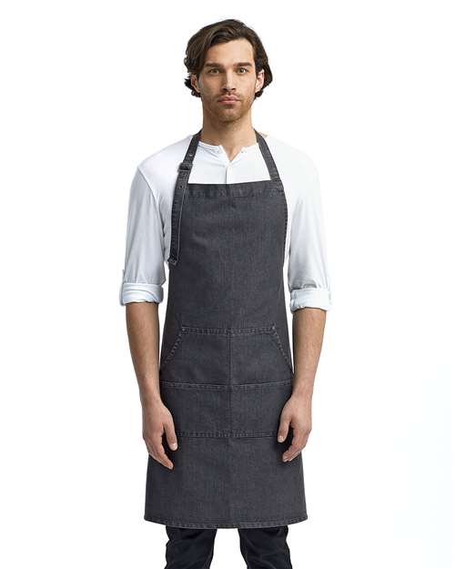 Artisan Collection by Reprime Jeans Stitch Denim Bib Apron - RP126 Black Denim