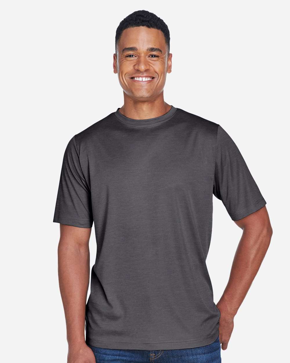 Team 365 Men's Sonic Heather Performance T-Shirt - TT11H Dark Grey Heather