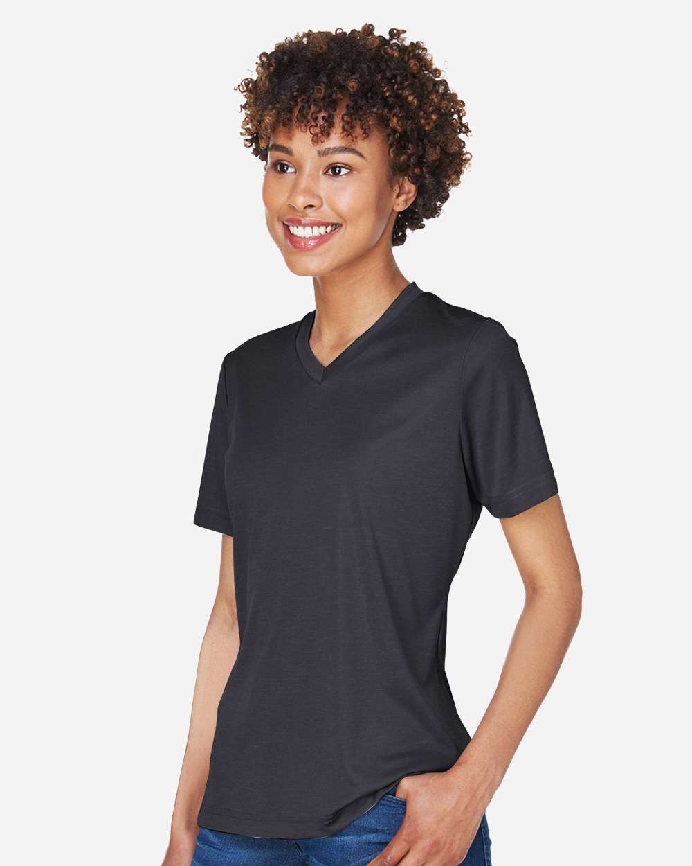 Team 365 Women's Sonic Heather Performance T-Shirt - TT11HW Black Heather