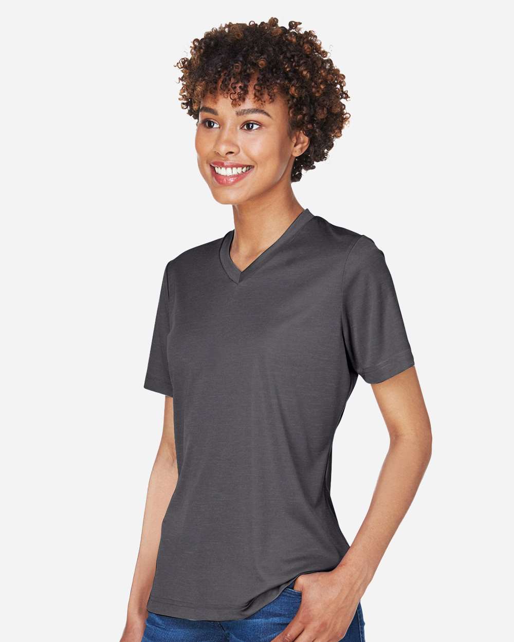 Team 365 Women's Sonic Heather Performance T-Shirt - TT11HW Dark Grey Heather