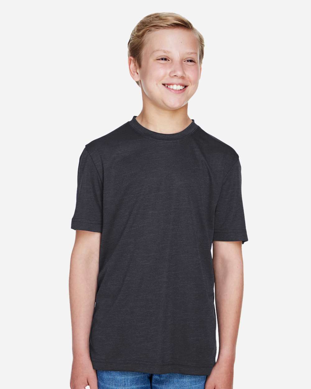 Team 365 Youth Sonic Heather Performance T-Shirt - TT11HY Black Heather