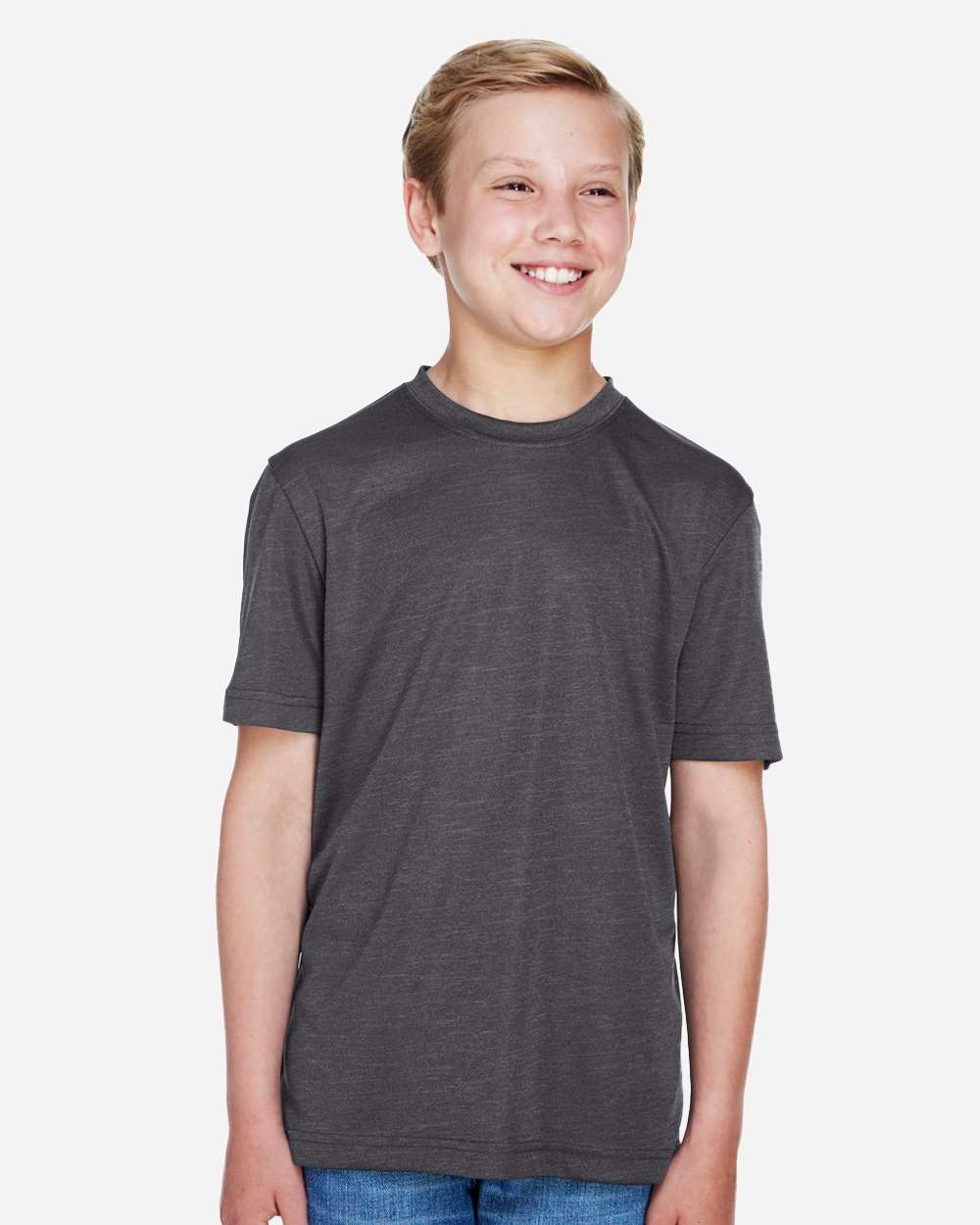 Team 365 Youth Sonic Heather Performance T-Shirt - TT11HY Dark Grey Heather