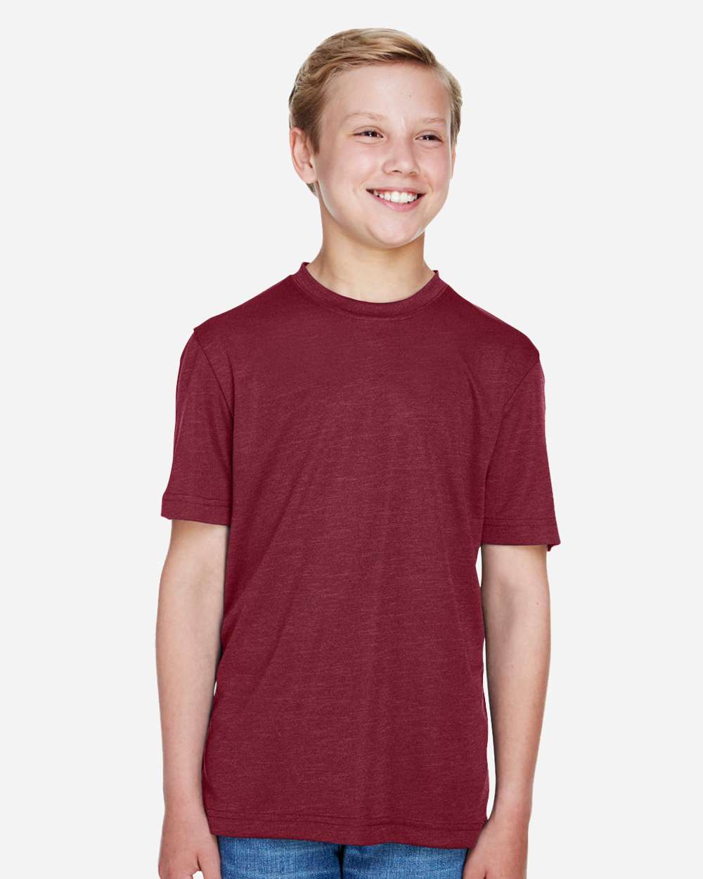 Team 365 Youth Sonic Heather Performance T-Shirt - TT11HY Sport Maroon Heather
