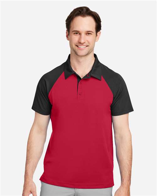 Team 365 Men's Command Snag-Protection Colorblock Polo - TT21C Sport Red- Black