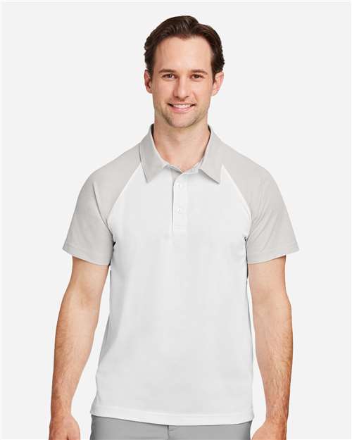 Team 365 Men's Command Snag-Protection Colorblock Polo - TT21C White- Sport Silver