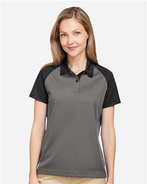 Team 365 Women's Command Snag-Protection Colorblock Polo - TT21CW Sport Graphite- Black