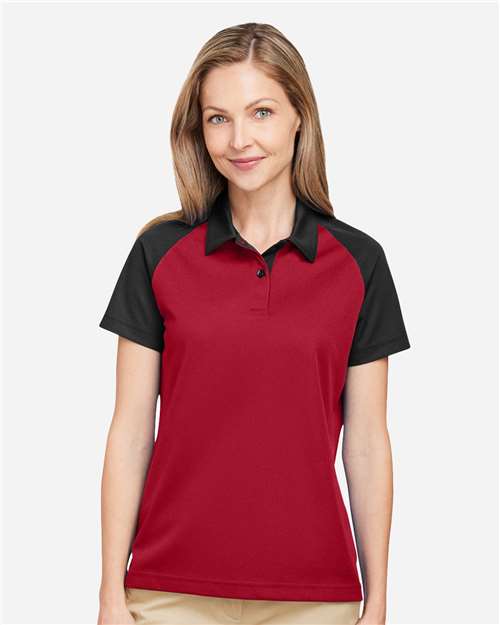 Team 365 Women's Command Snag-Protection Colorblock Polo - TT21CW Sport Red- Black