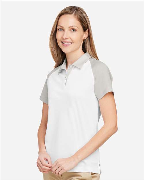 Team 365 Women's Command Snag-Protection Colorblock Polo - TT21CW White- Sport Silver
