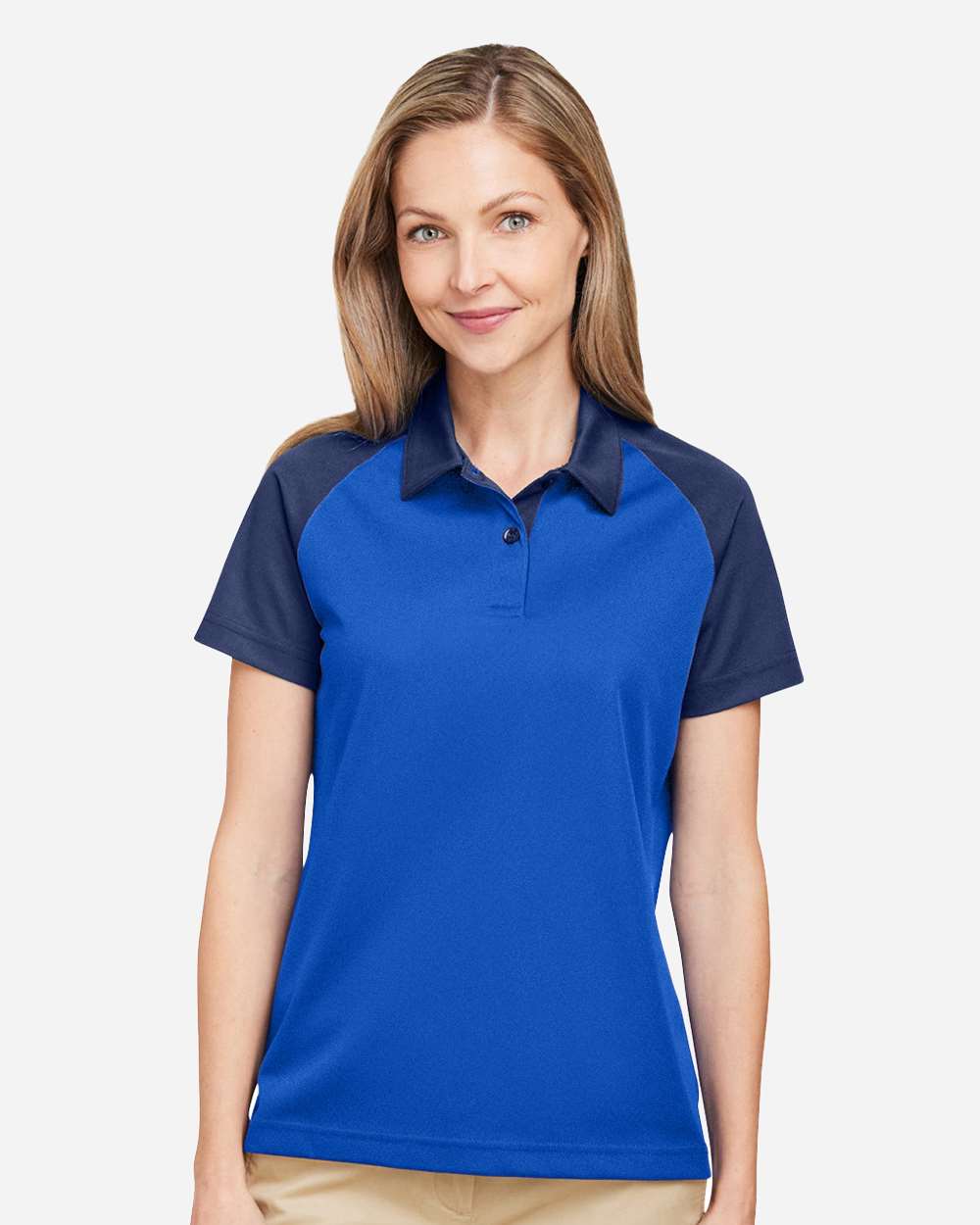 Team 365 Women's Command Snag-Protection Colorblock Polo - TT21CW Sport Royal- Sport Dark Navy