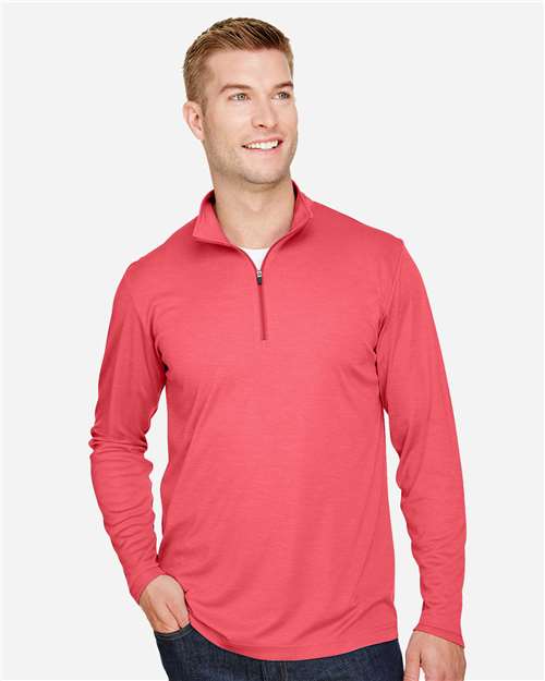 Team 365 Men's Zone Sonic Heather Performance Quarter-Zip Pullover - TT31H Sport Red Heather