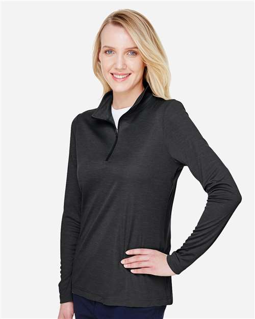 Team 365 Women's Zone Sonic Heather Performance Quarter-Zip Pullover - TT31HW Black Heather