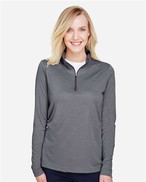 Team 365 Women's Zone Sonic Heather Performance Quarter-Zip Pullover - TT31HW Dark Grey Heather